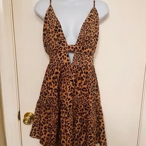 SHEIN Leopard Print Backless Dress